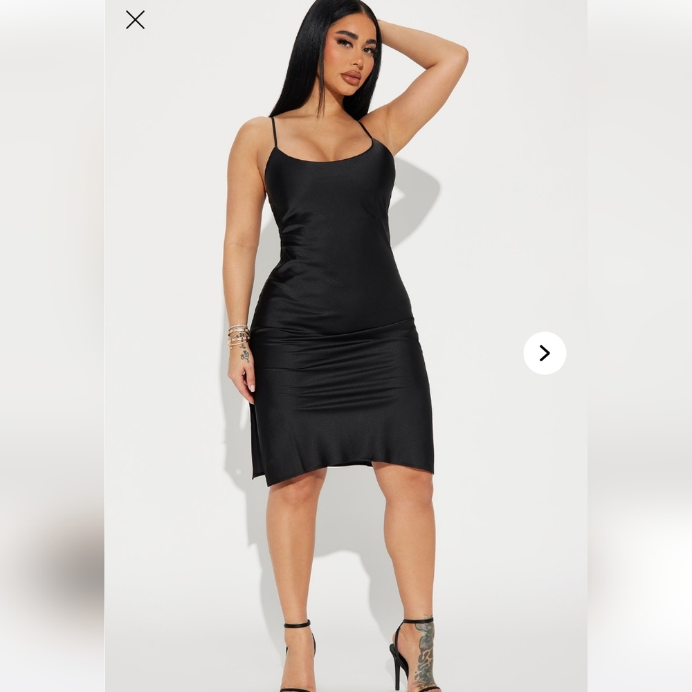 Elegant Black Satin Midi Dress